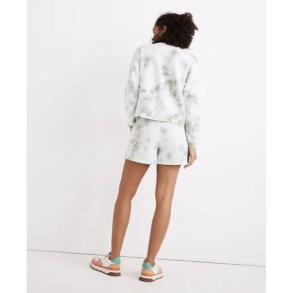 MADEWELL Frosted Willow Green Tie Dye Cotton Terry Sweat Shorts, Size XS - Picture 3 of 12